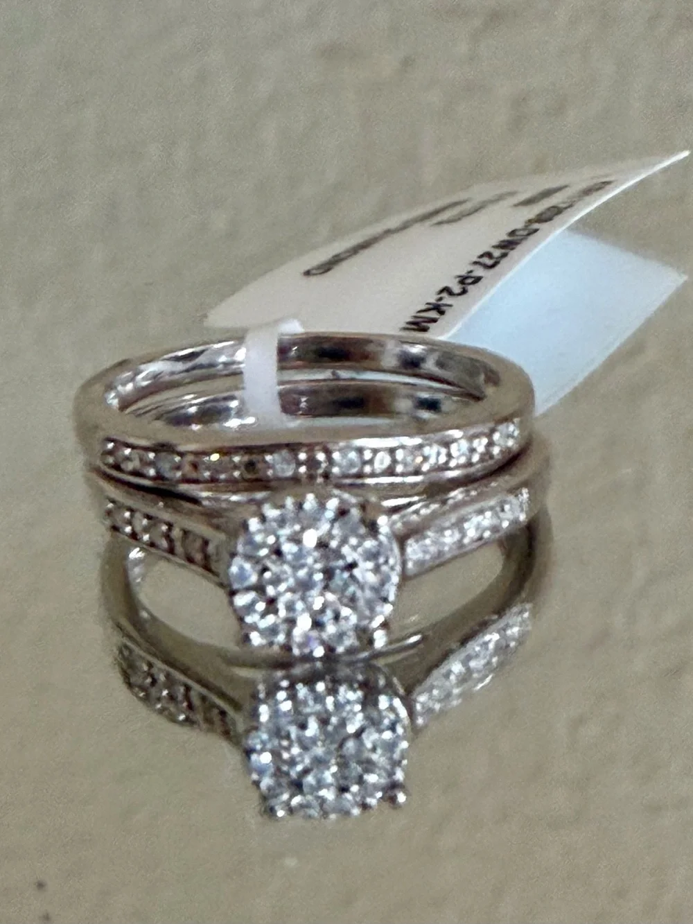 Natural Diamond Bridal Wedding Ring Set Multi-stone Cluster Engagement Chanel-se